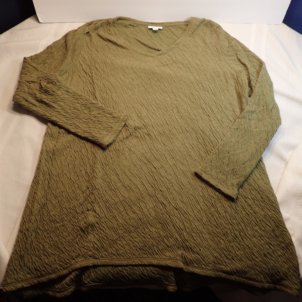 PureJill long sleeve textured olive tunic sz. M